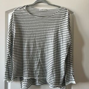 Zara Black and Gray Striped Long Sleeve knit Top